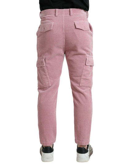 Dolce & Gabbana Pink Corduroy Cotton Stretch Skinny Cargo Jeans