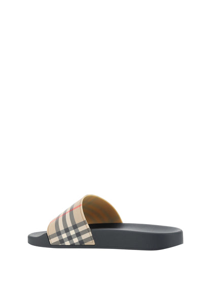 Burberry Brown Rubber Slides Sandals