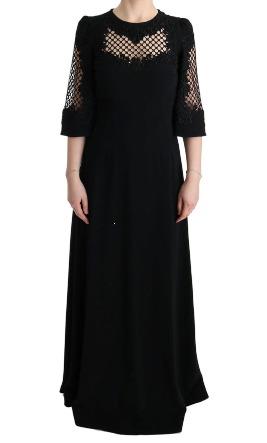 Dolce & Gabbana Elegant Black Floral Maxi Dress
