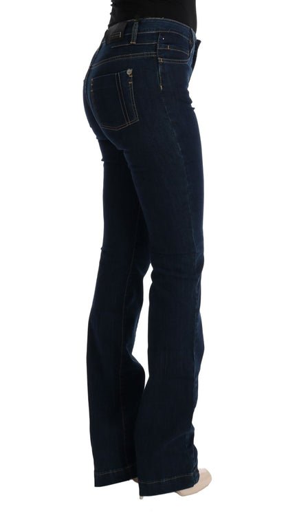 Costume National Chic Flared Cotton Jeans in Blue