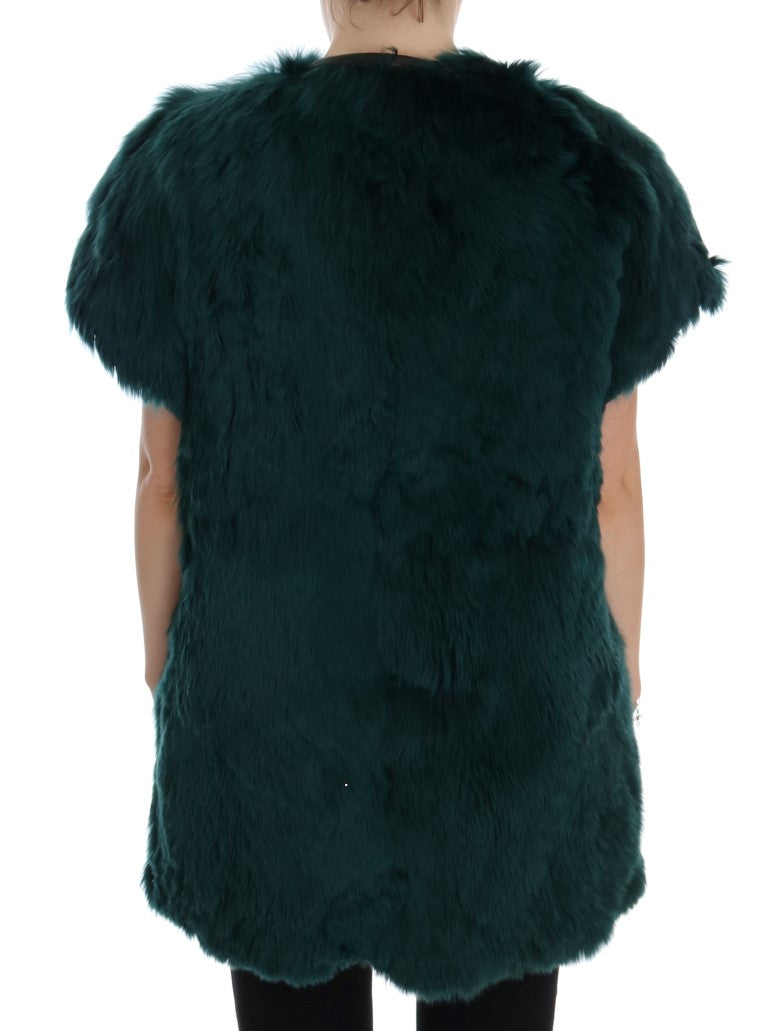 Dolce & Gabbana Exquisite Green Alpaca Fur Long Vest