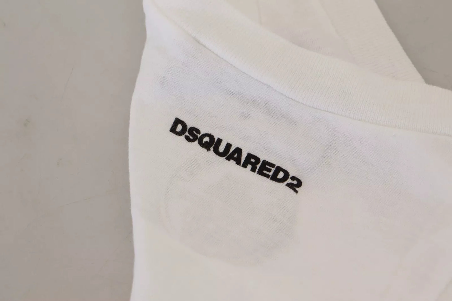 تي شيرت بدون أكمام من القطن والكتان الأبيض من Dsquared²