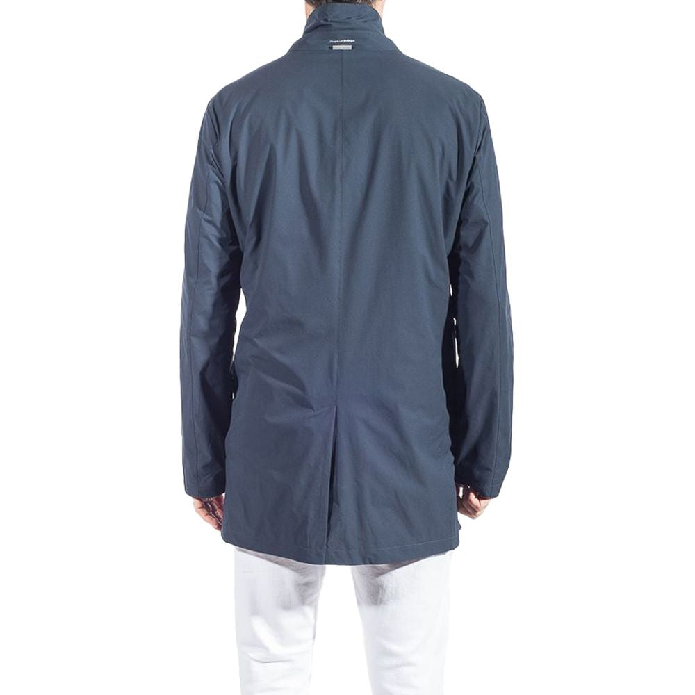 People Of Shibuya Blue Recycled Polyester Men Trench Coat