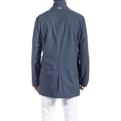 People Of Shibuya Blue Recycled Polyester Men Trench Coat
