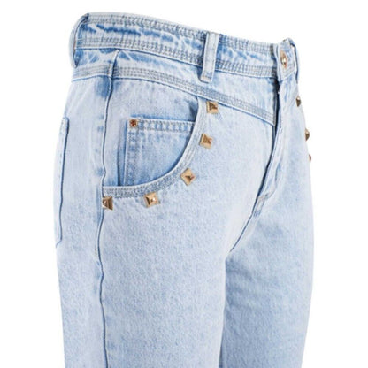 Yes Zee Light Blue Cotton Women's High-Waisted Jean