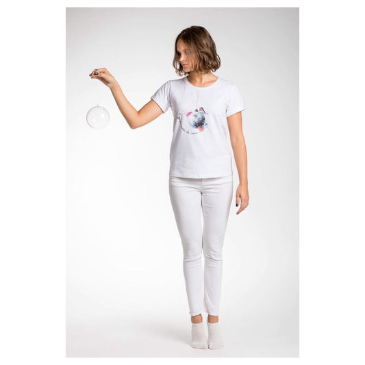 A.Tratti Chic White Stretch Viscose Tee