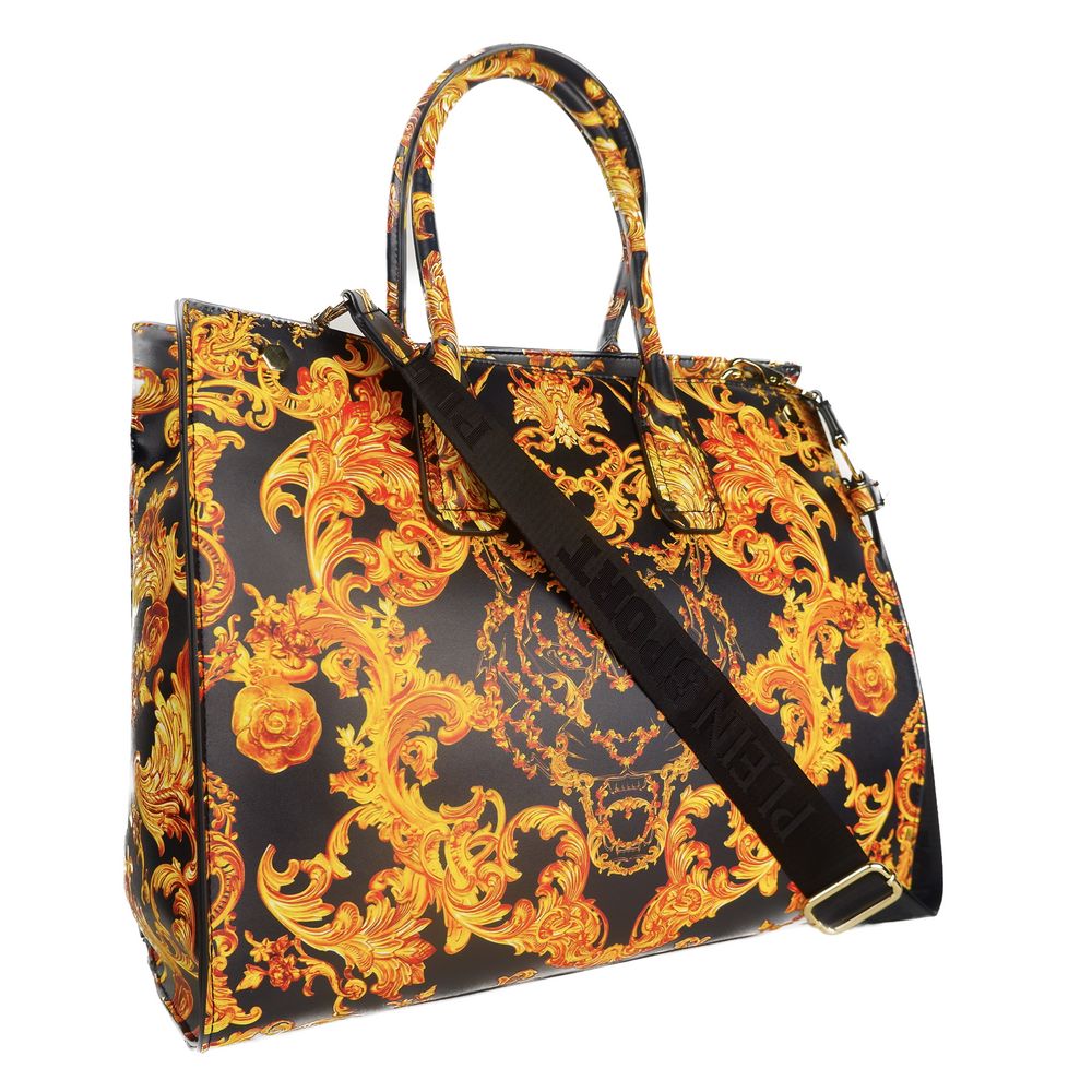 Plein Sport Elegant Black Shopper with Golden Accents