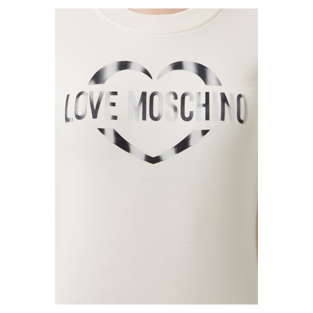 فستان من مزيج القطن الأبيض الأنيق من Love Moschino مزين بالشعار