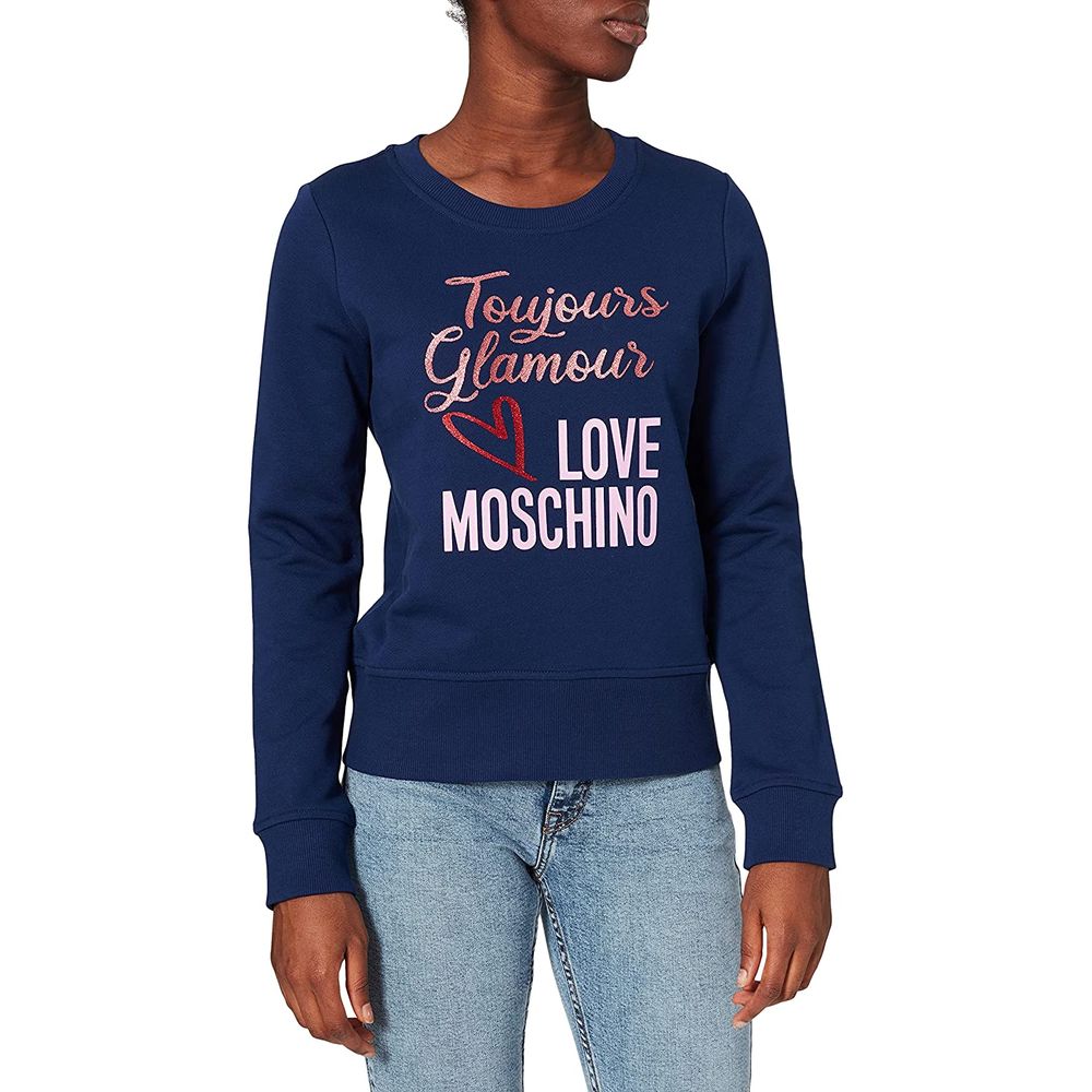 سويت شيرت بشعار أزرق أنيق من Love Moschino