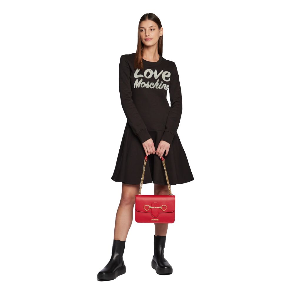 فستان من القطن المخلوط بشعار منقوش أنيق من Love Moschino