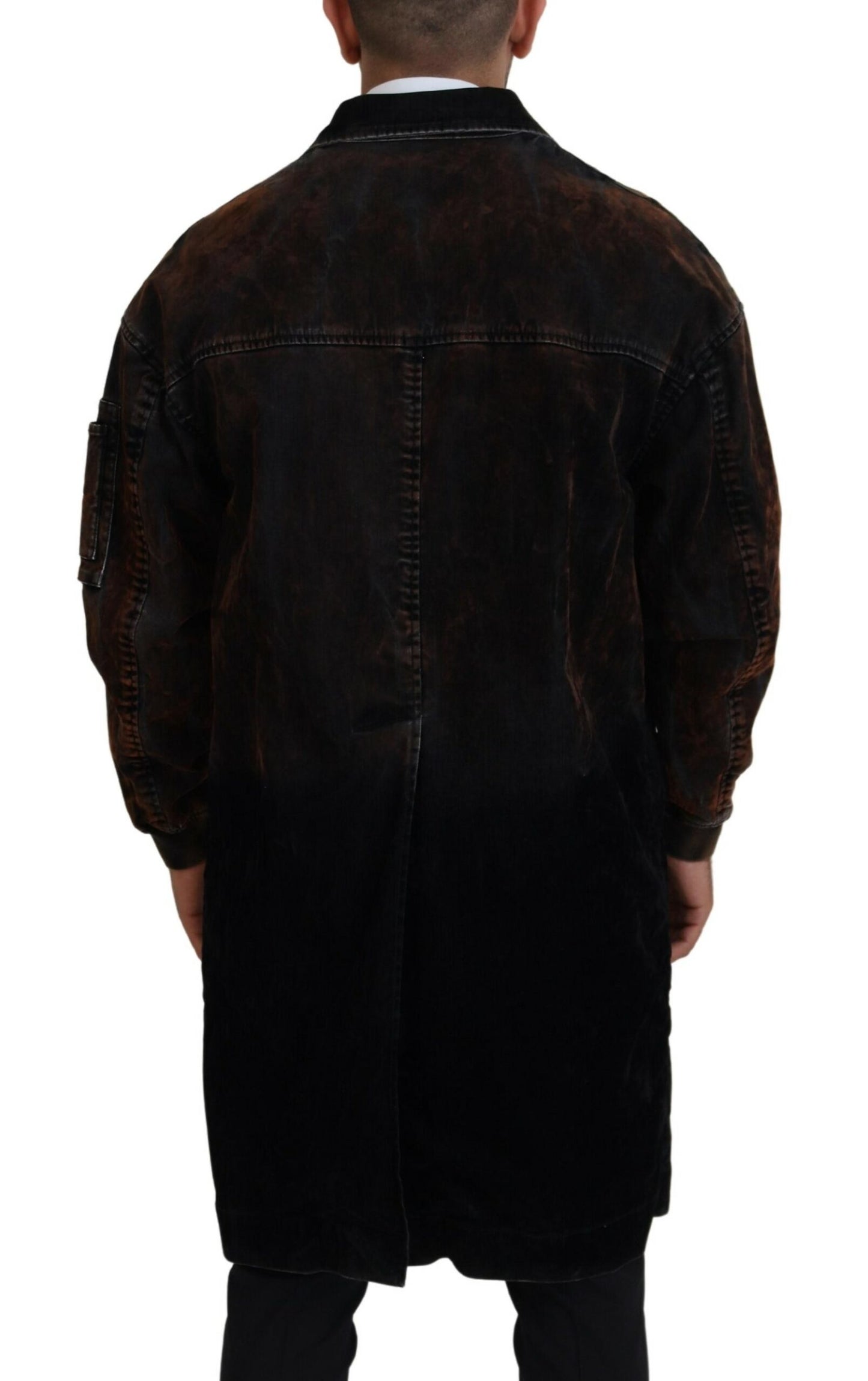 Dsquared² Brown Full Button Men Long Coat Cotton Jacket