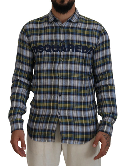 Dsquared² Multicolor Checkered Casual Men Long Sleeves Shirt