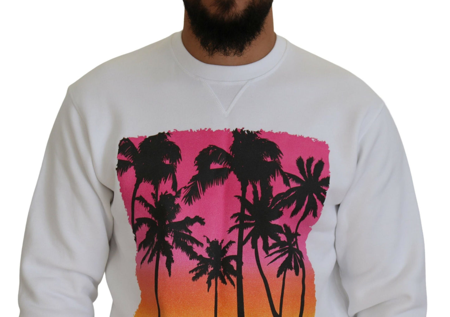 سترة صوفية بأكمام طويلة مطبوعة من القطن الأبيض من Dsquared²