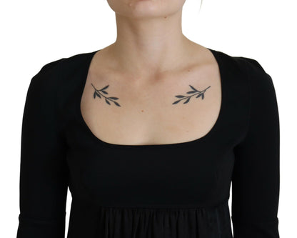 فستان ضيق على شكل حرف A وأكمام قصيرة من الأسيتات باللون الأسود من Dsquared²