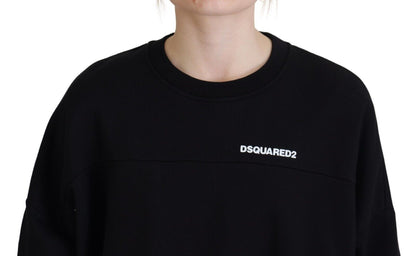 سترة نسائية بأكمام طويلة مطبوعة من القطن باللون الأسود من Dsquared²