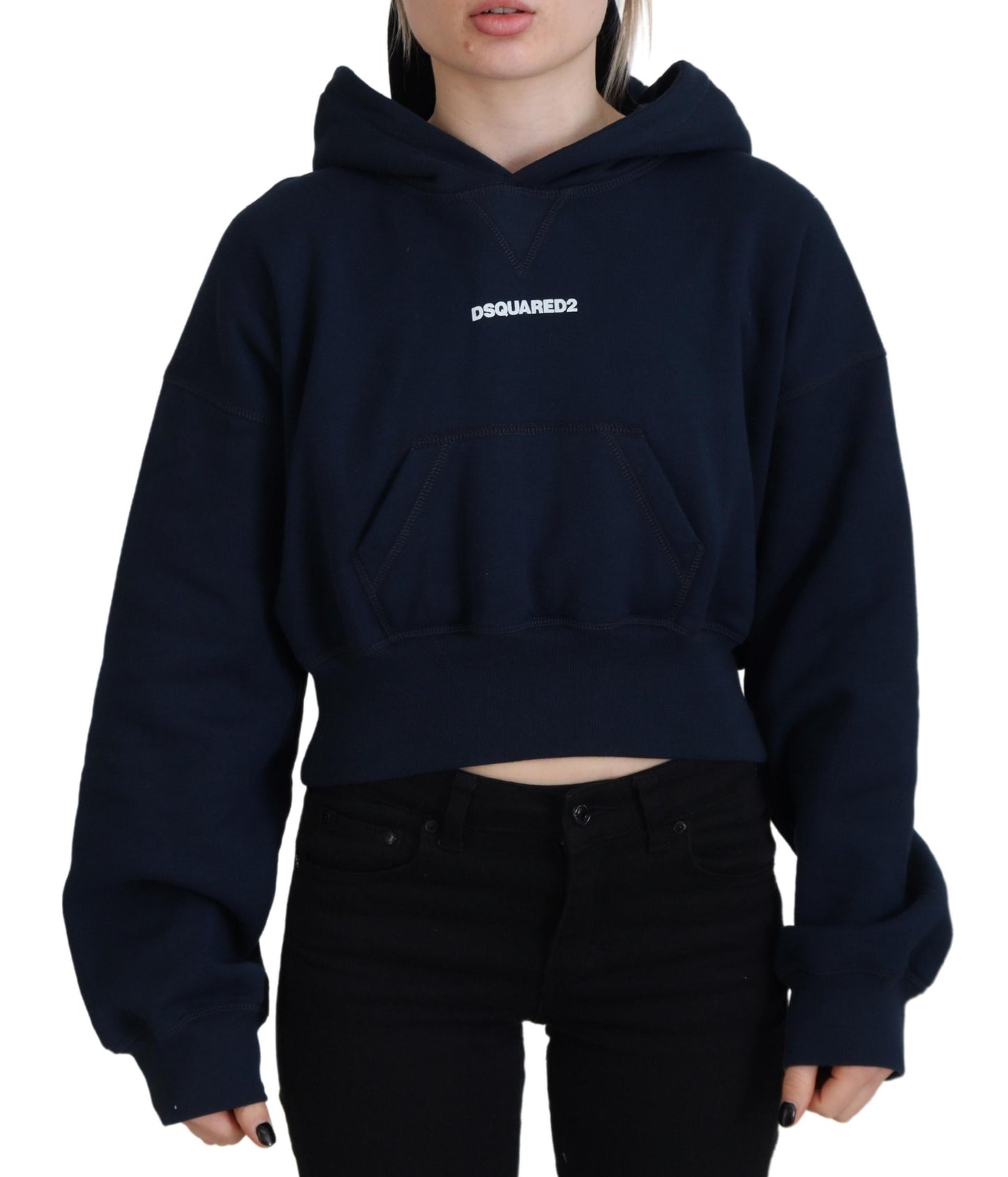 سترة Dsquared² بغطاء للرأس وأكمام طويلة وطبعة شعار أزرق