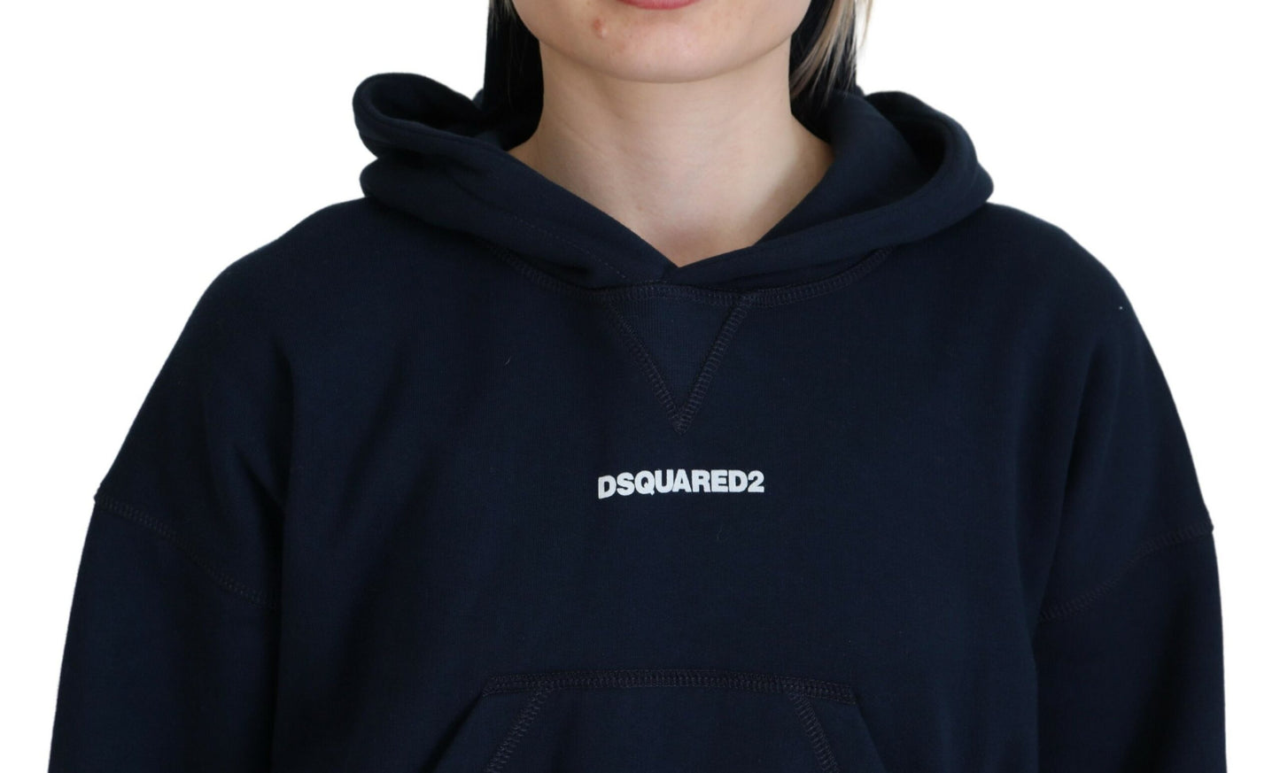سترة Dsquared² بغطاء للرأس وأكمام طويلة وطبعة شعار أزرق