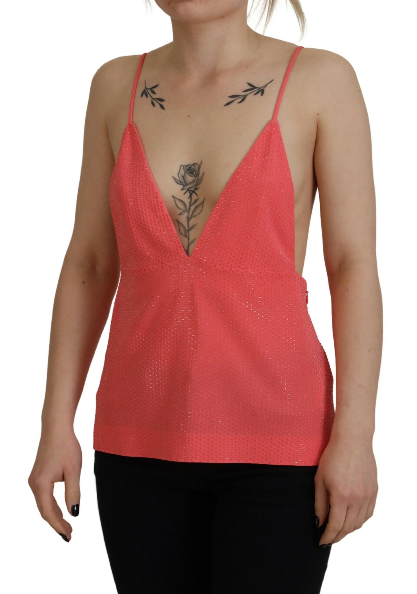 Dsquared² Pink Sleeveless Spaghetti Strap Cami V-neck Top