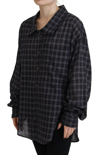 Dsquared² Black Checkered Collared Button Long Sleeves Shirt