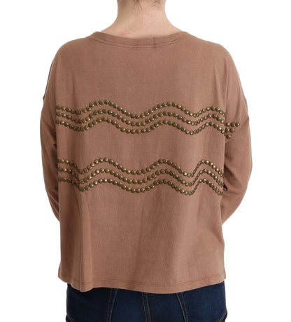 John Galliano Chic Brown Crewneck Cotton Sweater