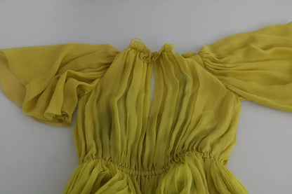 Dolce & Gabbana Yellow Shift A-line Silk Gown Dress