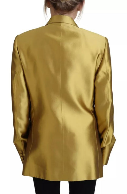 Dolce & Gabbana Gold Satin Long Sleeves Blazer Coat Jacket