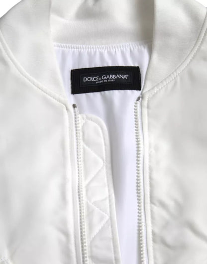 Dolce & Gabbana White Bomber Long Sleeves Full Zip Jacket