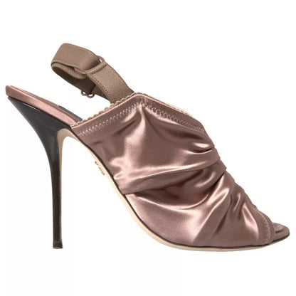 Dolce & Gabbana Pink Satin Slingback Heels Sandals Shoes