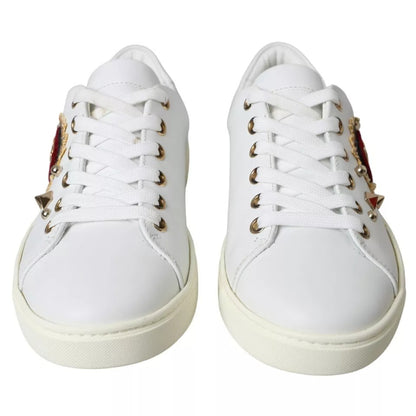 Dolce & Gabbana White Portofino Sacred Heart Sneakers Women Shoes