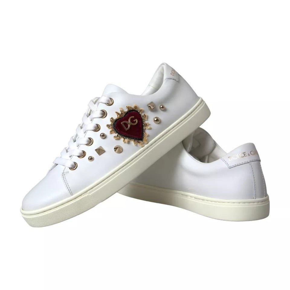 Dolce & Gabbana White Portofino Sacred Heart Sneakers Women Shoes