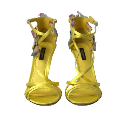 Dolce & Gabbana Yellow Butterfly Applique Sandals Shoes