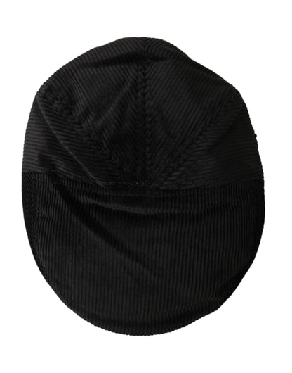 Dolce & Gabbana Black Corduroy Crown Newsboy Hat Men