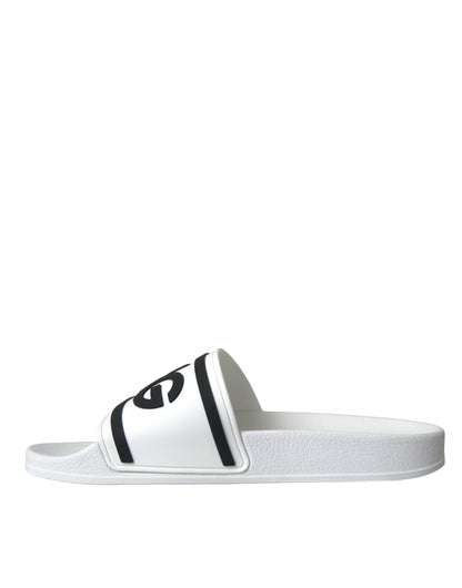 Dolce & Gabbana White Black Sandals Rubber Beachwear Shoes