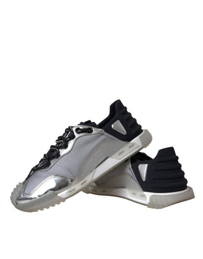 Dolce & Gabbana Silver Black Nylon NS1 Low Top Sneakers Men Shoes