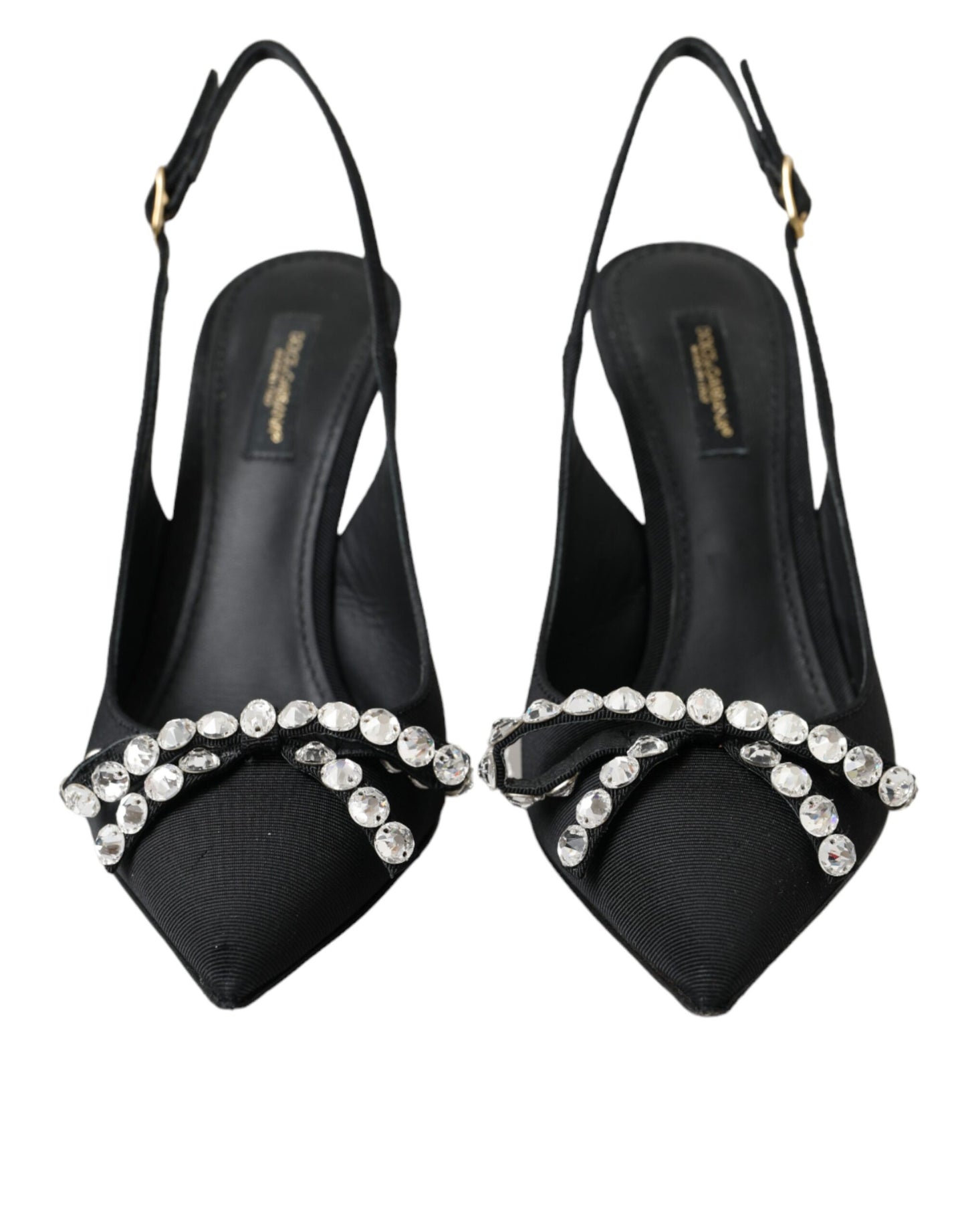 Dolce & Gabbana Black Crystal Embellished Slingback Shoes