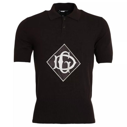 Dolce & Gabbana Brown Logo Collared Short Sleeve Men T-shirt