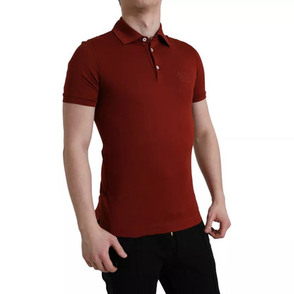 Dolce & Gabbana Red Logo Collared Short Sleeve Men T-shirt