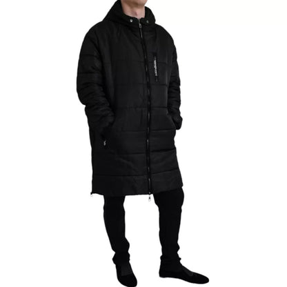 Dolce & Gabbana Black Nylon Hooded Parka Coat Winter Jacket