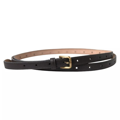 Dolce & Gabbana Dark Brown Leather Gold Metal Buckle Women Belt