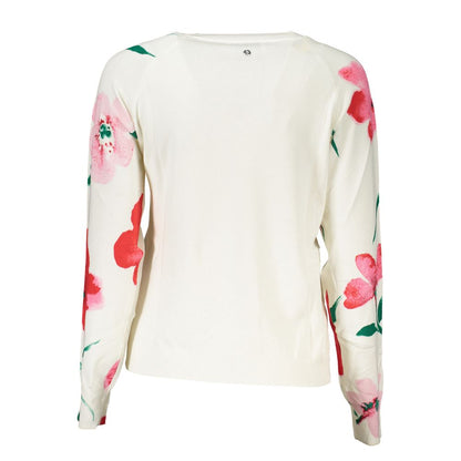 Desigual Elegant Crew Neck Sweater with Contrast Details