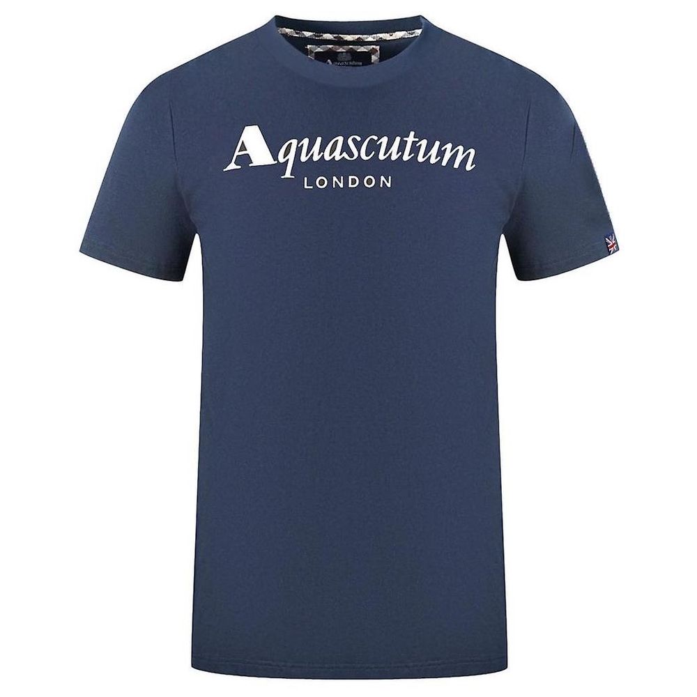 تي شيرت قطني أنيق من Aquascutum مع تفاصيل العلم الأيقوني