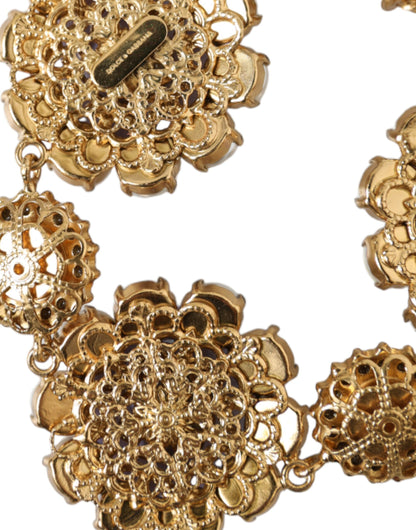 Dolce & Gabbana Gold FIORI BLOOMING Floral Baroque Crystals Bracelet