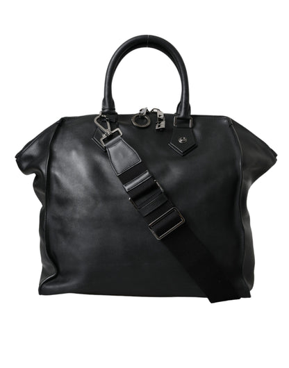 Dolce & Gabbana Black Washed Calfskin Biker Style Shopper Bag