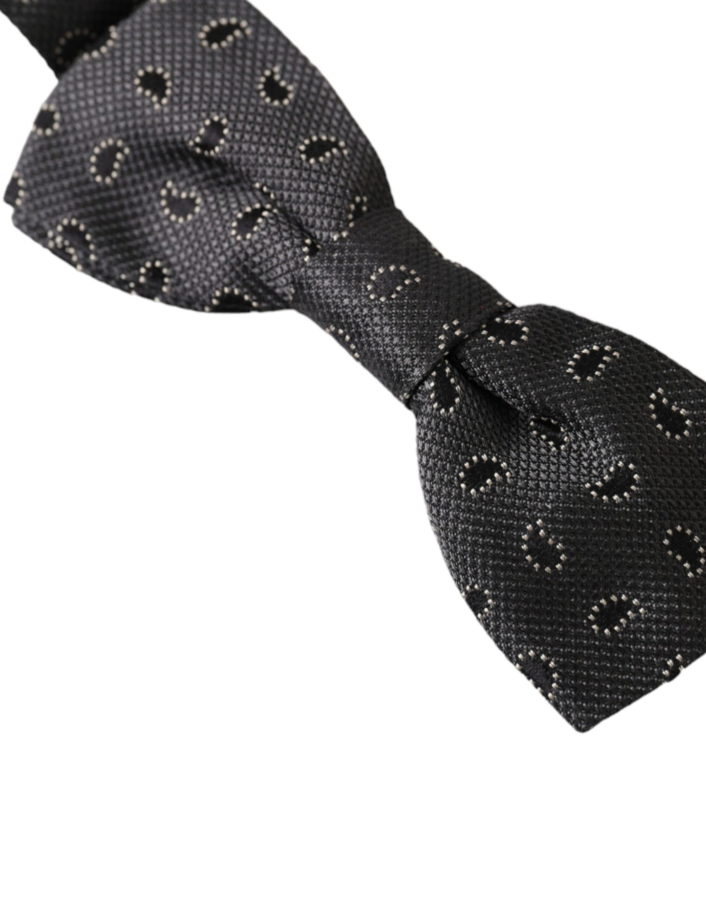 Dolce & Gabbana Black Silk Patterned Adjustable Neck Men Bow Tie