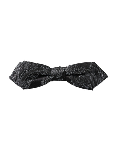 Dolce & Gabbana Black Silk Jacquard Adjustable Neck Men Bow Tie