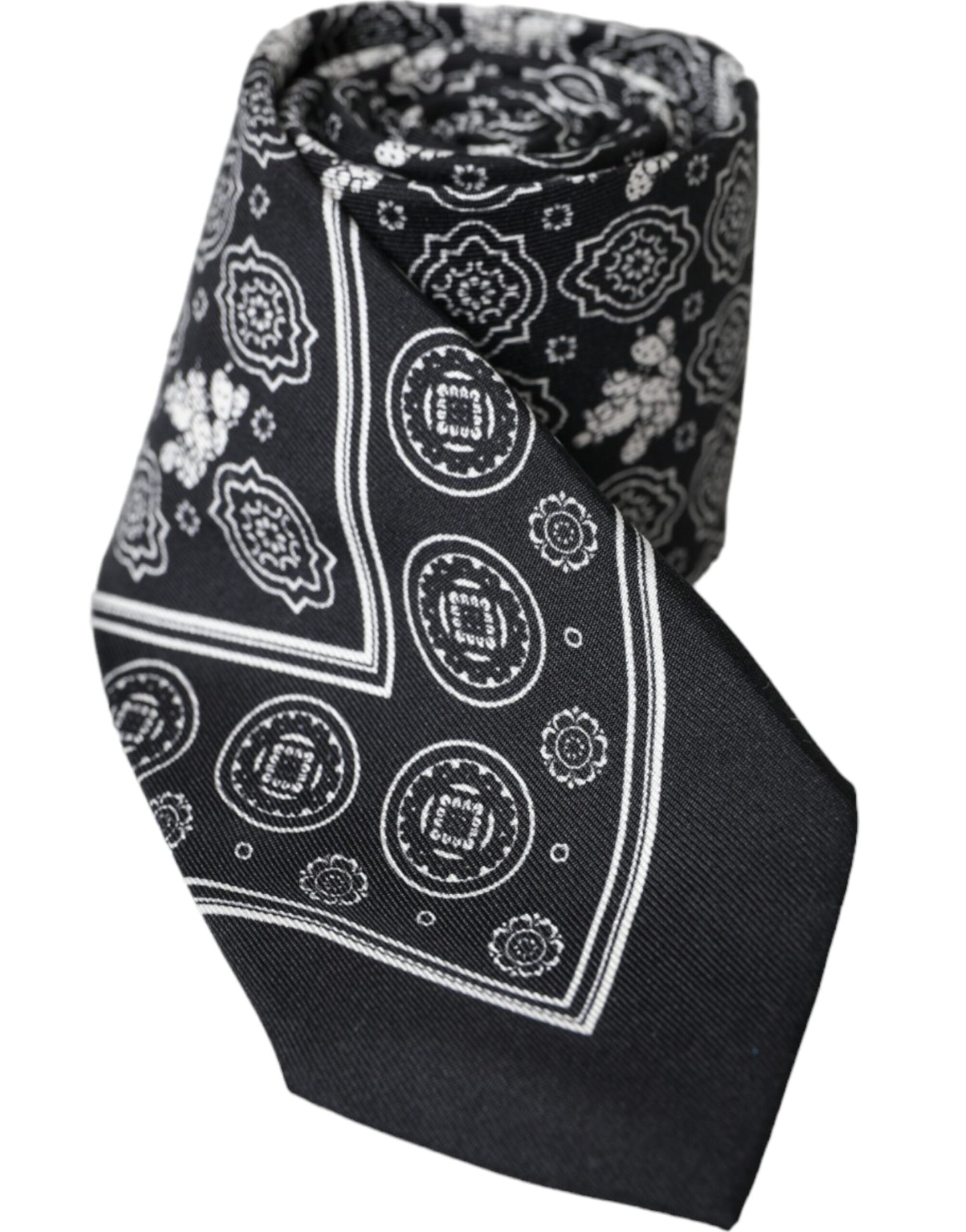 Dolce & Gabbana Black Patterned 100%Silk Adjustable Tie