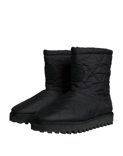 Dolce & Gabbana Black Nylon Padded Mid Calf Men Boots Shoes