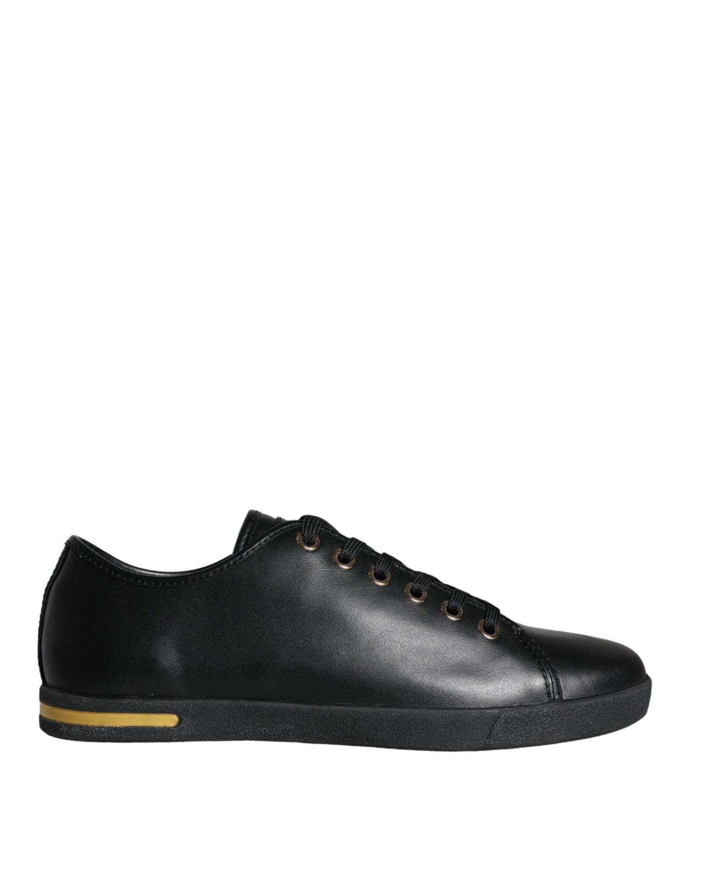 Dolce & Gabbana Black Gold Leather Classic Sneakers Shoes