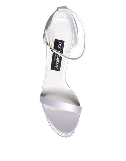 Dolce & Gabbana White Keira Satin Ankle Strap Sandals Shoes