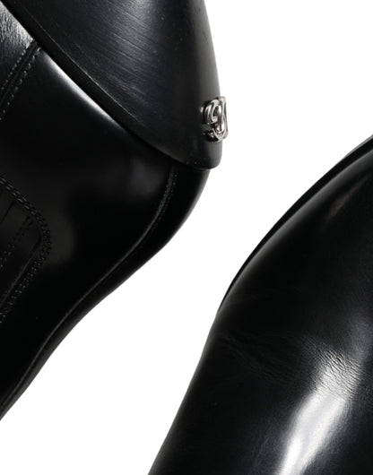 Dolce & Gabbana Black Leather Ankle Boots Booties Shoes